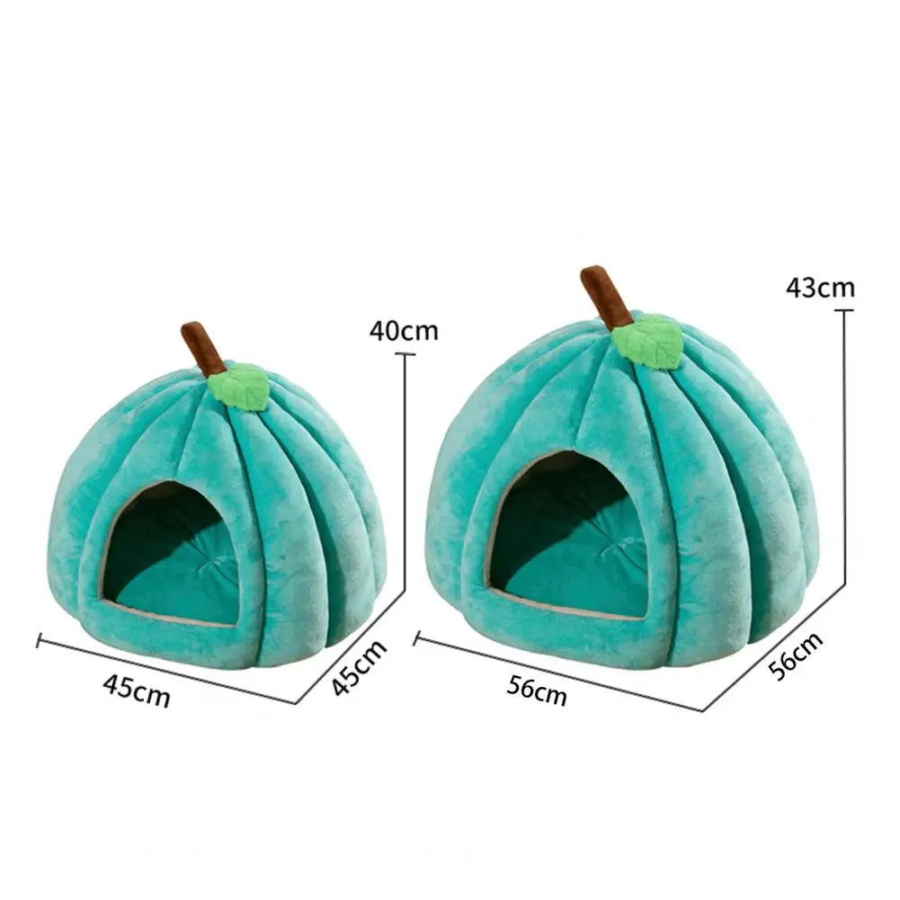 Semi-Enclosed Pet Bed Pumpkin Shape Cats House Comfort Stable Anti-Slip Pumpkin Pet Tent Cat House for Small Medium Dogs