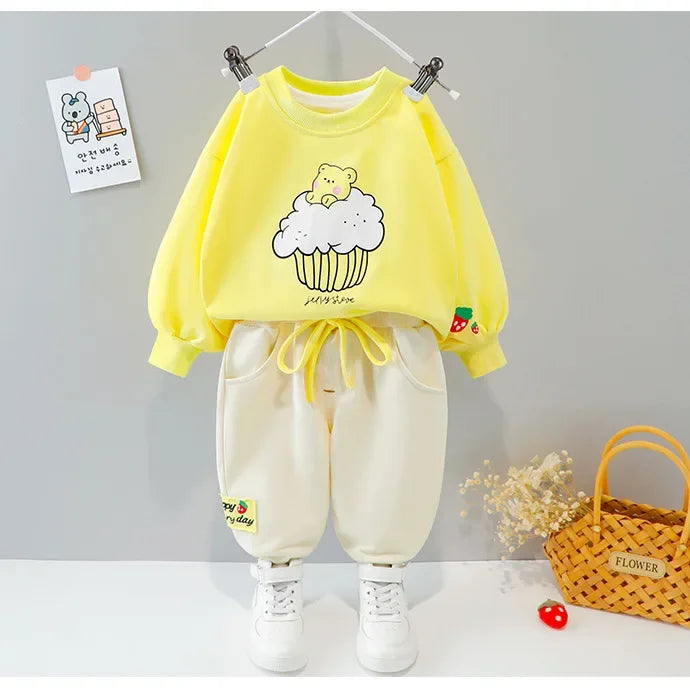 Autumn Girls' Clothes New Suit Children's Autumn Sports Two-piece New Suit Little Girl Baby Casual Sweater Suit Girl Outfit Set