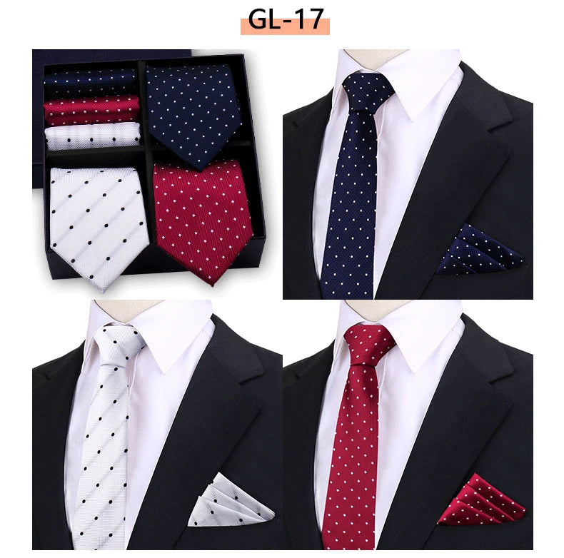 Luxury Men's Tie 3 Sets In Gift Box Paisley Striped Necktie Handkerchief For Men Gravata Wedding Formal Clothing Accessories