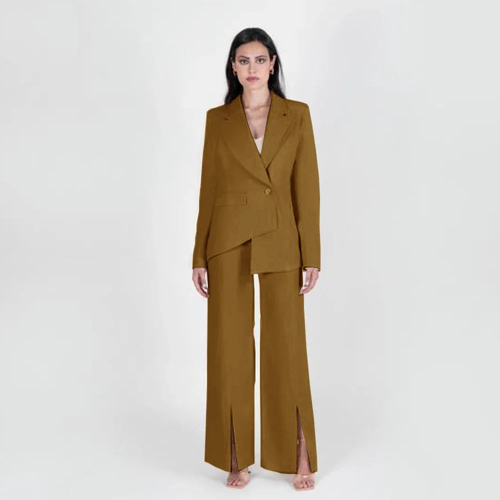 Women's Casual Pants Suit Two-piece Set Fashion and Elegant Female Formal Professional Business Clothing