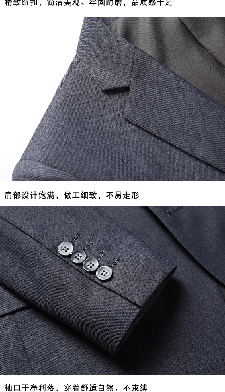 2023High-quality solid color (suit + vest + trousers) Men's business formal suit 3/2 business suit bridegroom and best man