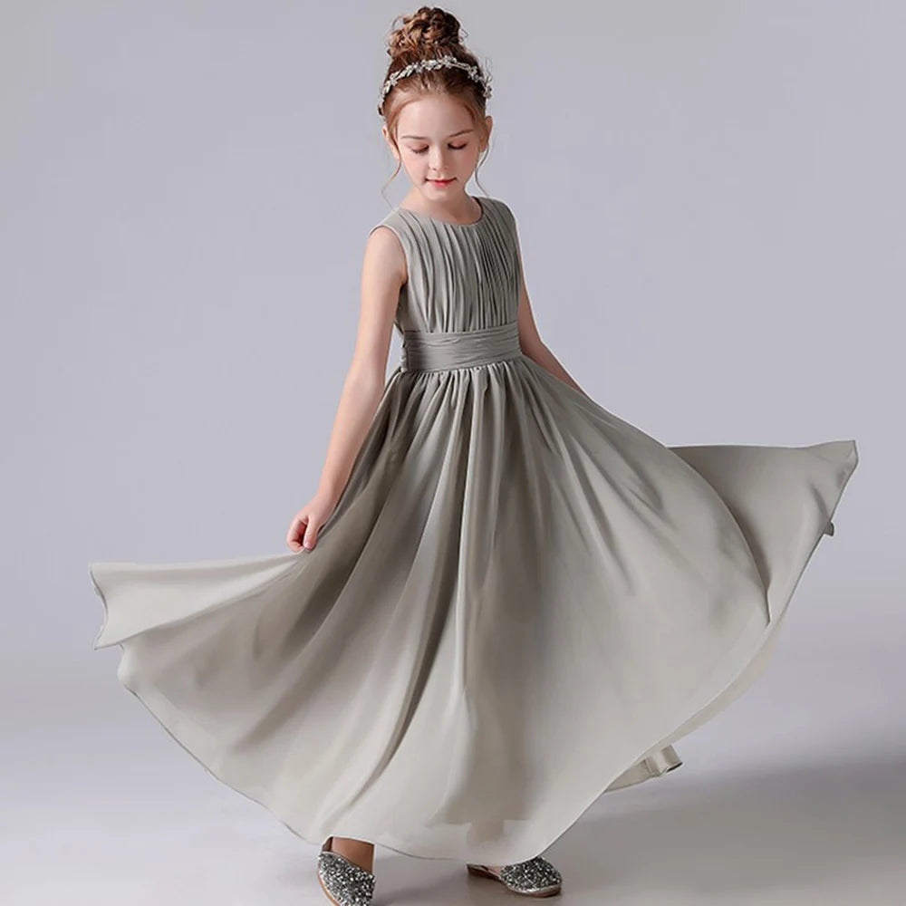 ARWEN & AJH GROUP Chiffon Pleated Flower Girl Dresses Sashes Kids Weddings Birthday Party Pageant Gowns Junior Bridesmaid Dress