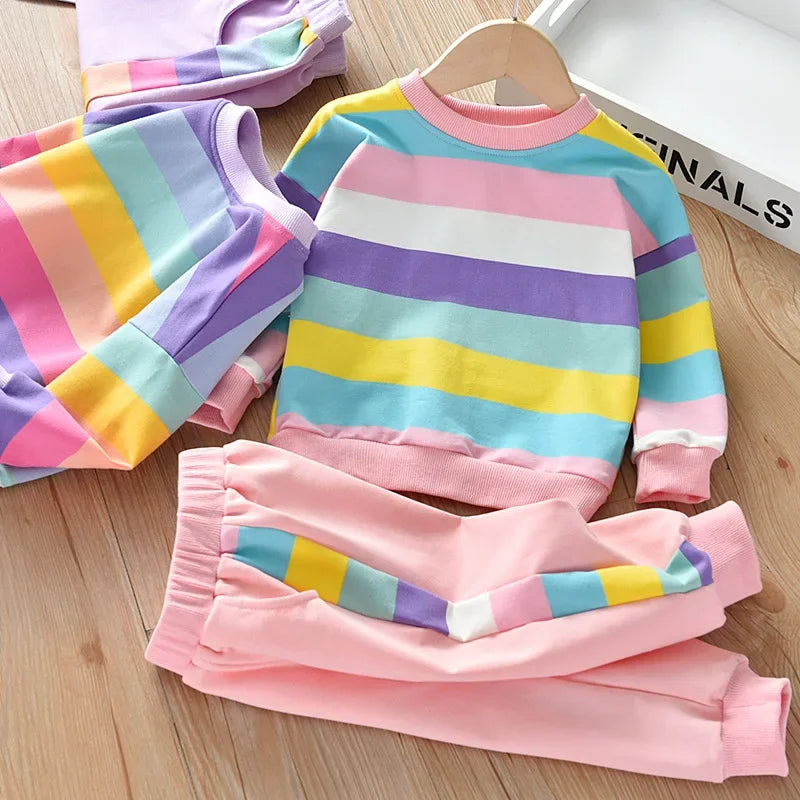 Autumn Girls' Clothes New Suit Children's Autumn Sports Two-piece New Suit Little Girl Baby Casual Sweater Suit Girl Outfit Set