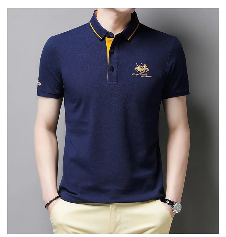 Embroidered Men's Pure Cotton Popsicle Cotton Hot Selling Polo Shirt Summer New Business Casual Breathable Polo Shirt For Men