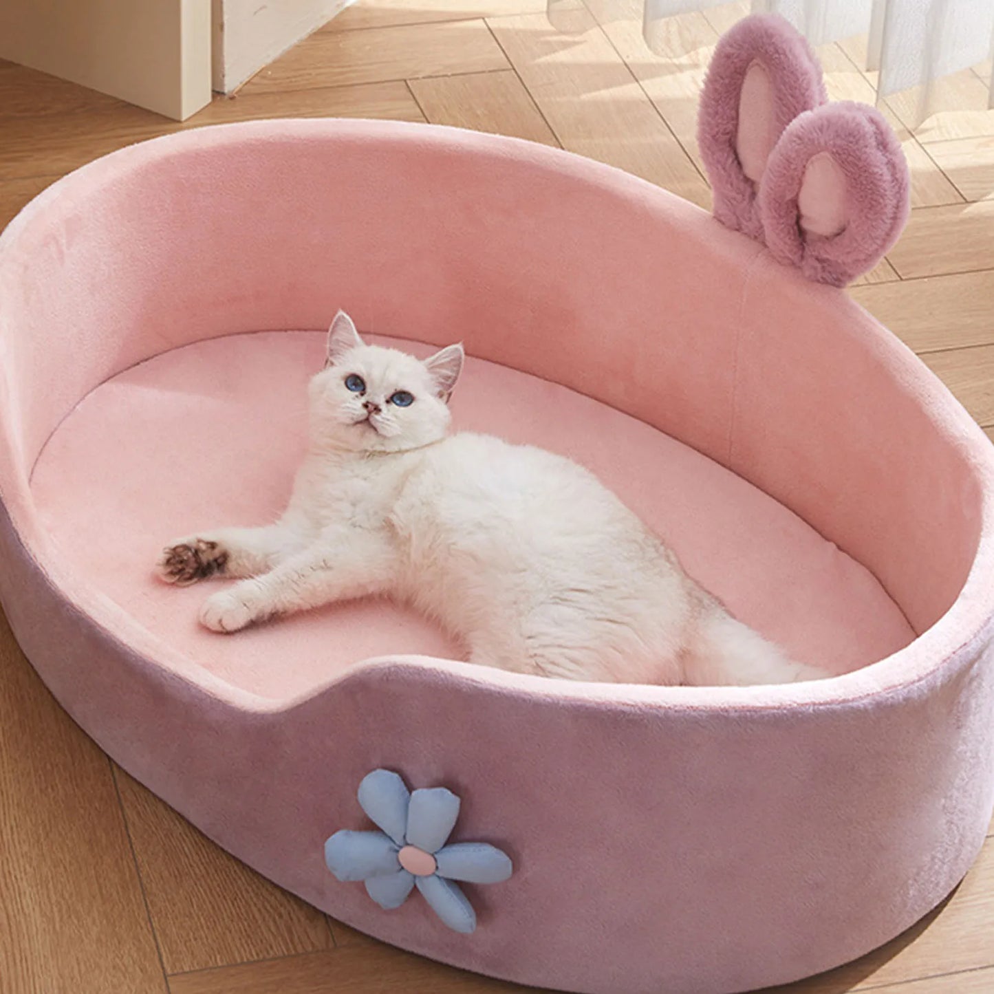 Pink Pet Bed Detachable Washable Dog Sleeping Bed Soft Comfortable Warm Cat Bed For Four Seasons