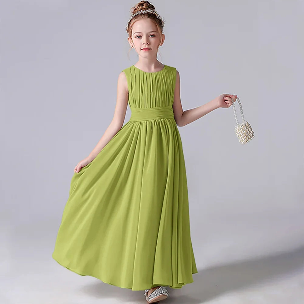 ARWEN & AJH GROUP Chiffon Pleated Flower Girl Dresses Sashes Kids Weddings Birthday Party Pageant Gowns Junior Bridesmaid Dress