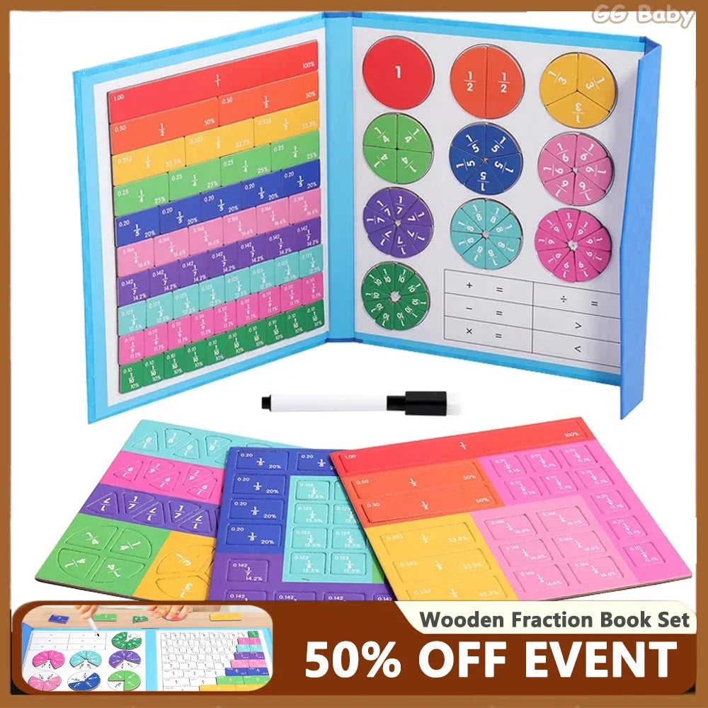 Magnetic Fraction Puzzles, Children Magnetic Fraction Learning Math Toys, Arithmetic Teaching Aid Cognitive Educational Toys