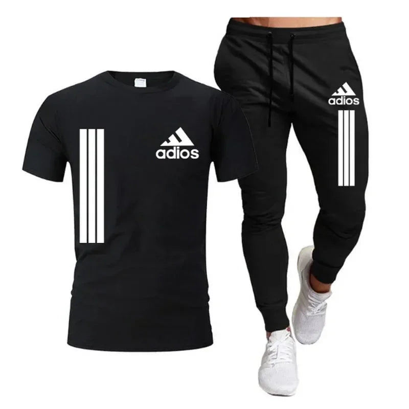 2024 Spring/Summer Fashion Men's Casual Sports Short Sleeve Suit, Two-piece Set, T-shirt and Pants, Men's Wear, Summer Fashion