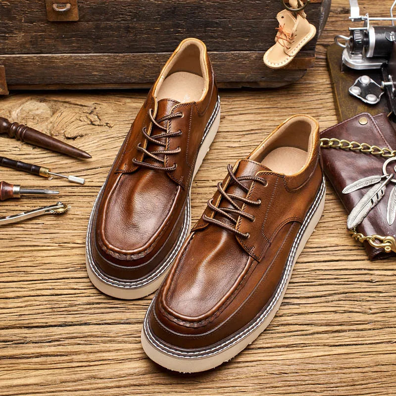 Soft Leather Mens Formal Shoes Luxury Quality Comfortable Brand Handmade Retro Genuine Leather Daily Wedding Social Shoes Male