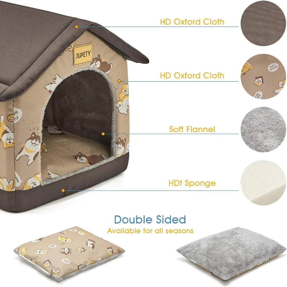 Jiupety Dog House Indoor, XL Size Indoor Dog House for Medium and Large Dog, Warm Cave Sleeping Nest Bed for Cats and Dogs, Brow