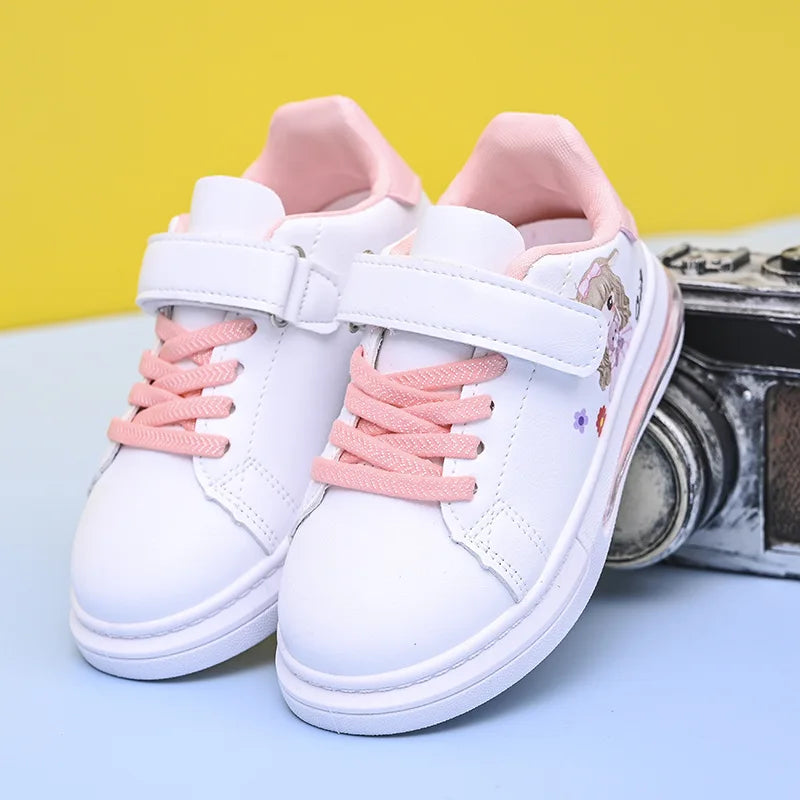 Children's Little White Shoes Girls' Sweet Cute Princess Shoes Spring and Autumn Casual Sneakers Waterproof Student Board Shoes