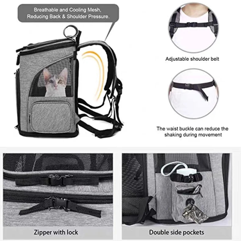 Astronaut Expandable Pet Backpack, Portable, Foldable, Transport, Travel Bag, Breathable Space Capsule, Cat and Dog Carrier