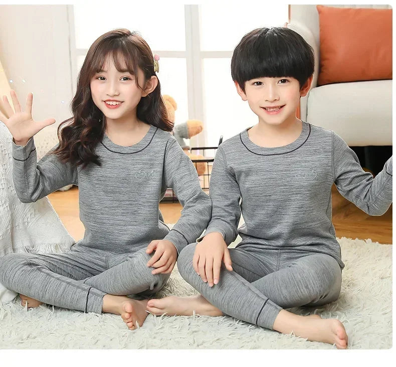 2 4 6 8 10 Yrs Boys Pajamas Baby Winter Thermal Underwear Set Sleepwear Children's Clothing Girls Pijamas Loungewear Kids Pijama