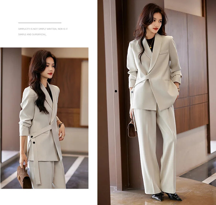 High Quality Fabric Formal Women Business Suits with Pants and Jackets Coat Professional Female Pantsuits Blazers Trousers Set