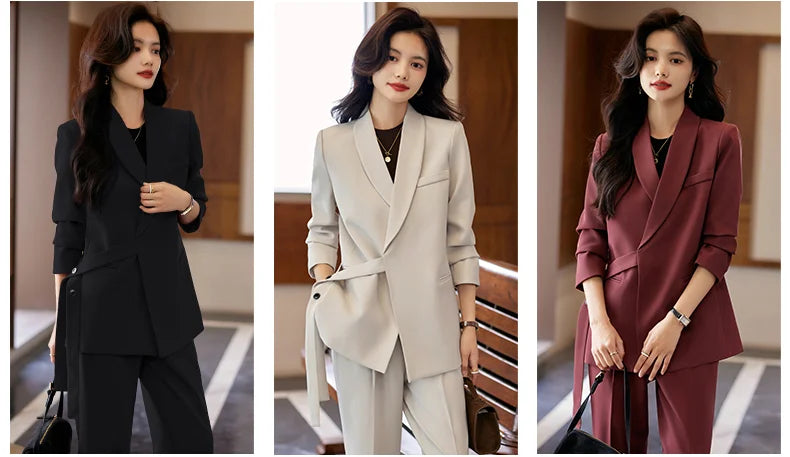 High Quality Fabric Formal Women Business Suits with Pants and Jackets Coat Professional Female Pantsuits Blazers Trousers Set