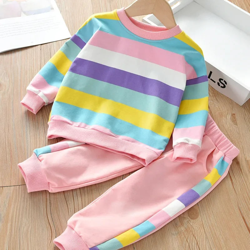 Autumn Girls' Clothes New Suit Children's Autumn Sports Two-piece New Suit Little Girl Baby Casual Sweater Suit Girl Outfit Set