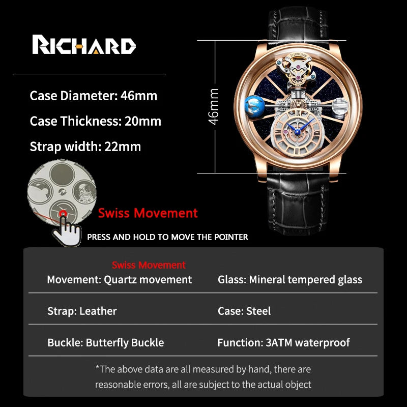 Jacob And Co Richard Mens Watches Diamond TourbillionTop Brand Luxury Astronomia Quartz Watch Men Astronomia Solar Montre Homme