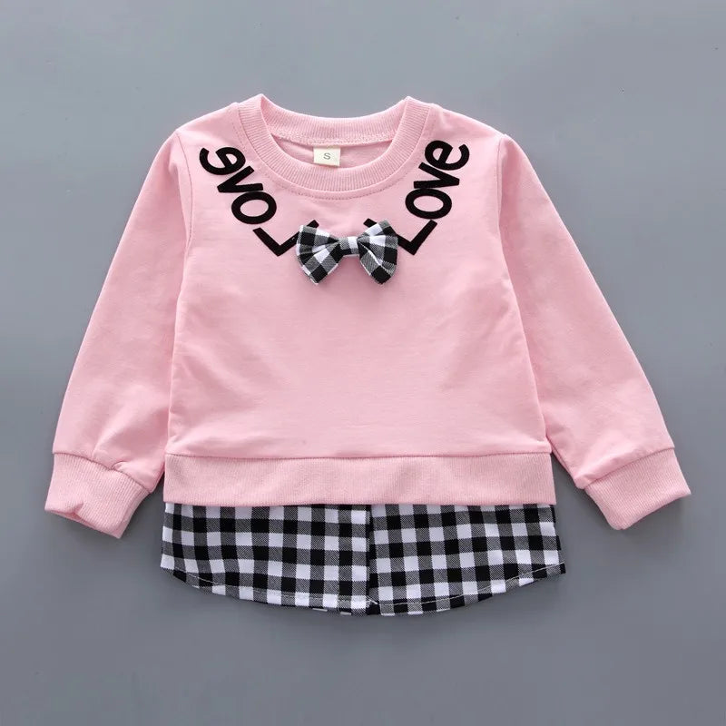 Autumn Girls Clothes Sets Children Long Sleeve Pullover+Pants 2Pcs Outfits Sweet Bowknot Sweater Denim Trousers Loungewear