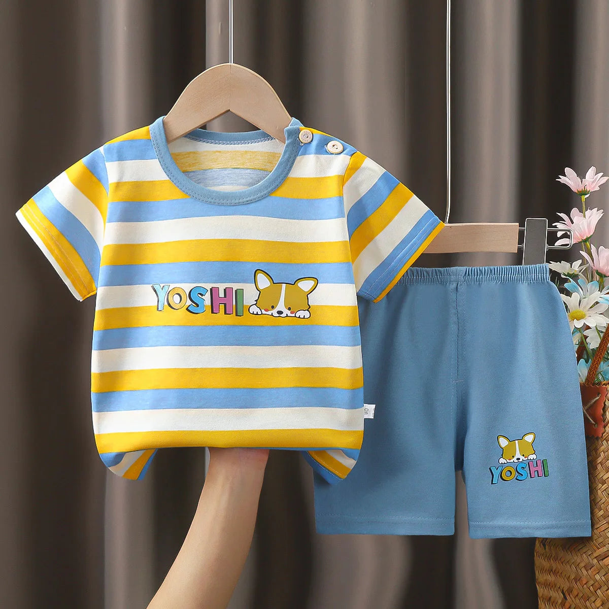 Children Clothing Suit Summer Cartoon Children's Sets Cotton T-Shirts Shorts Boys Girls Short Sleeve Kids Clothes