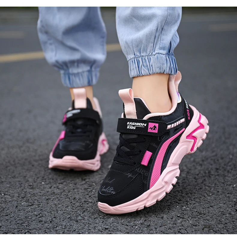 Children Sneakers Casual Shoes for Girls Pink Comfortable Leather Running Sports Kids Girl Flat Breathable Shoes