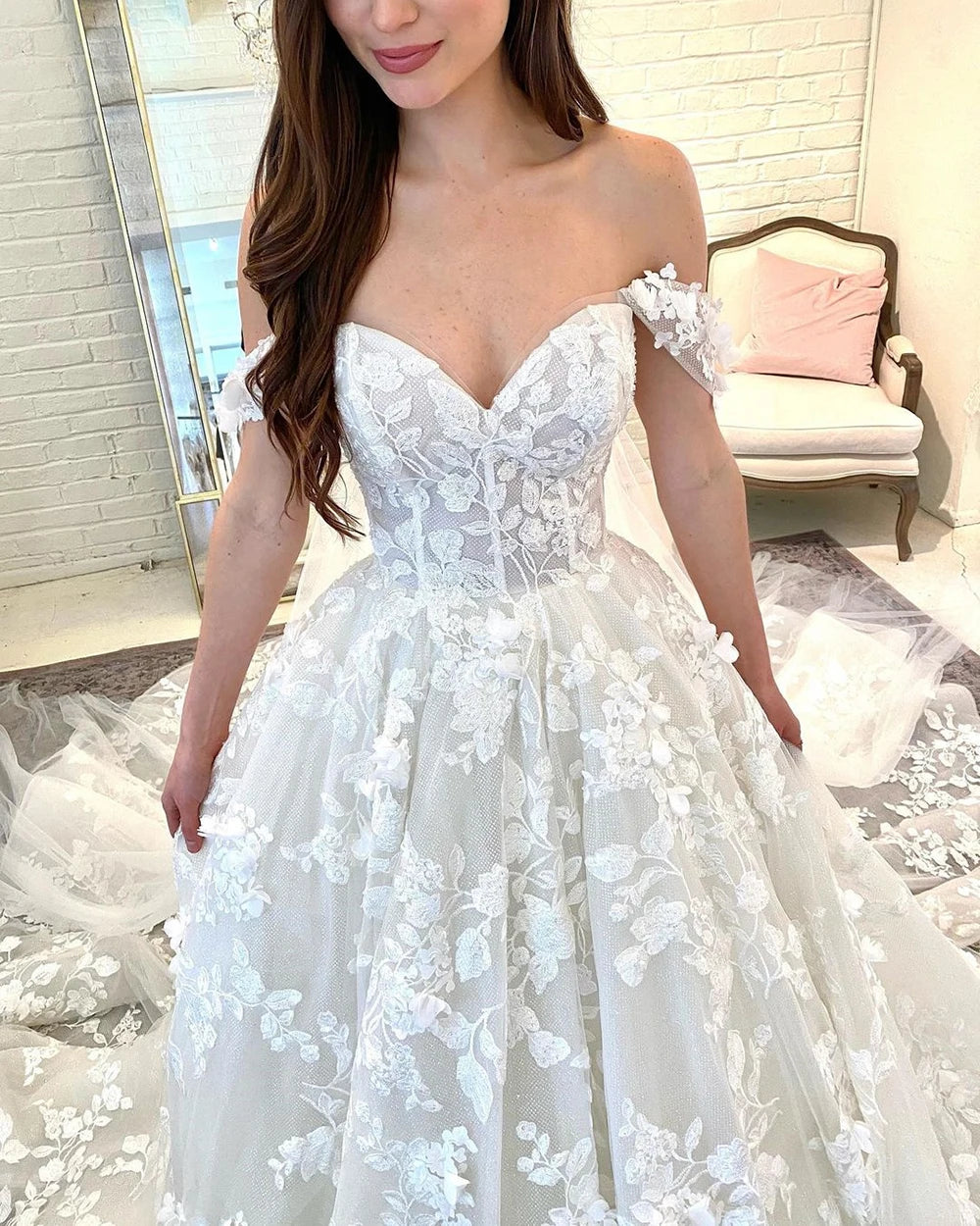 مجموعة اروين arwen & AJH GROUP Wedding Dresses For Women Off the Shoulder Sweetheart Lace Appliques Bridal Gown Ball Gown