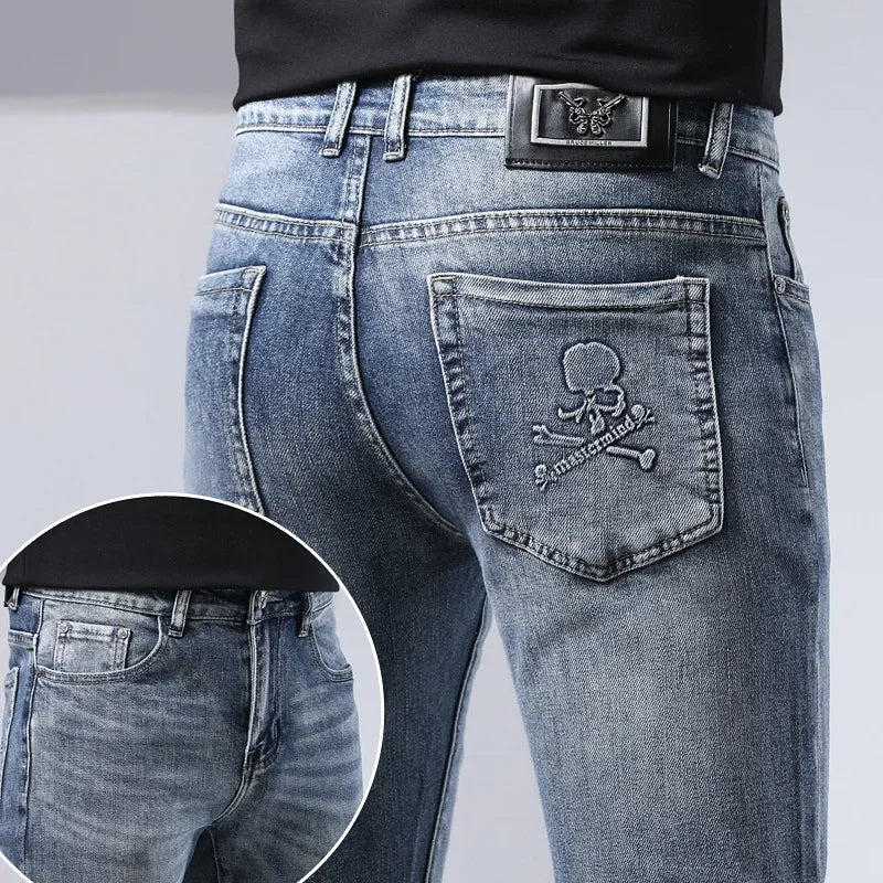 Trendy Summer New Euro Style Jeans Slim Fit Lean Mean Bootleg Pants American Thin Cut Ribcage Details Casual Streetwear