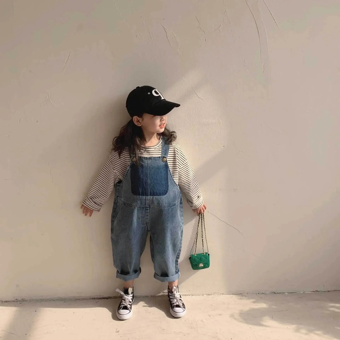 Spring and Autumn Pants for Girls Tide Retro Straight Wide-Leg Blue Jeans Loose Casual Fashion High Street Denim Pants Overalls