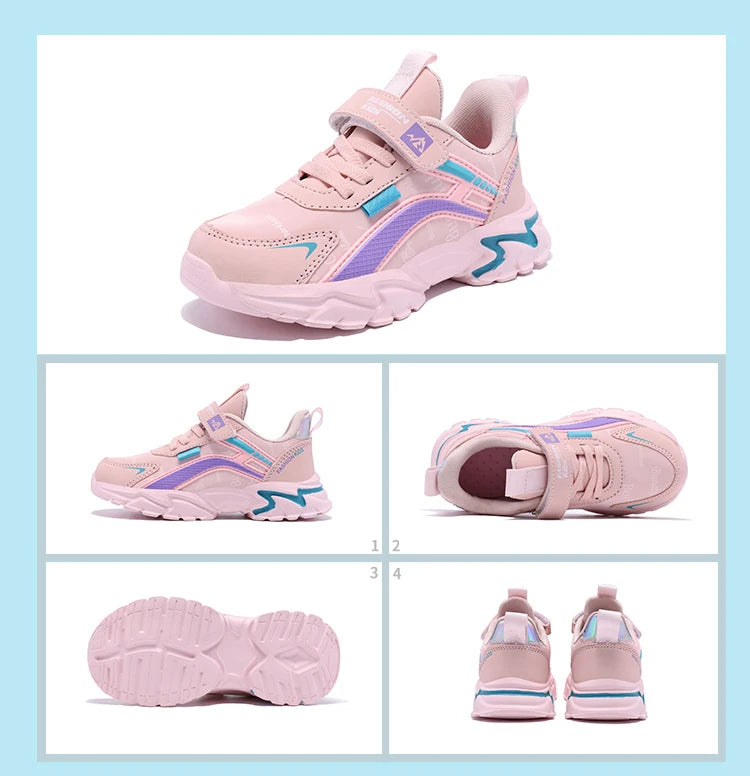 Kids Casual Pink Girls Leather Shoes Fashion For 7-15y Lightweight Running Young Student's Children Sports Girl's Shoe NBGAGA