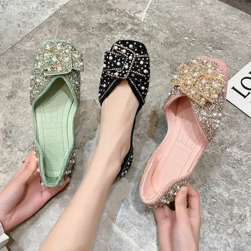 Women Fashion Flat Single Shoes   Autumn Pointed Toe Shoes Flat Loafers Soft Sole Ladies Plus Size 35-43