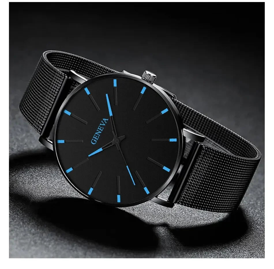 Minimalist Mens Fashion Ultra Thin Watches Simple Men Business Stainless Steel Mesh Belt Quartz Wrist Watch Relogio Masculino