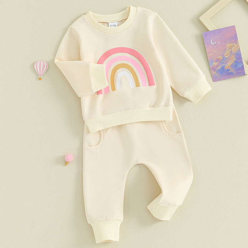 Lioraitiin 3M-3Y Baby Girls Boys Clothes Oversize Sweater & Long Pants Infant Toddler Fall Winter Rainbow Outfits