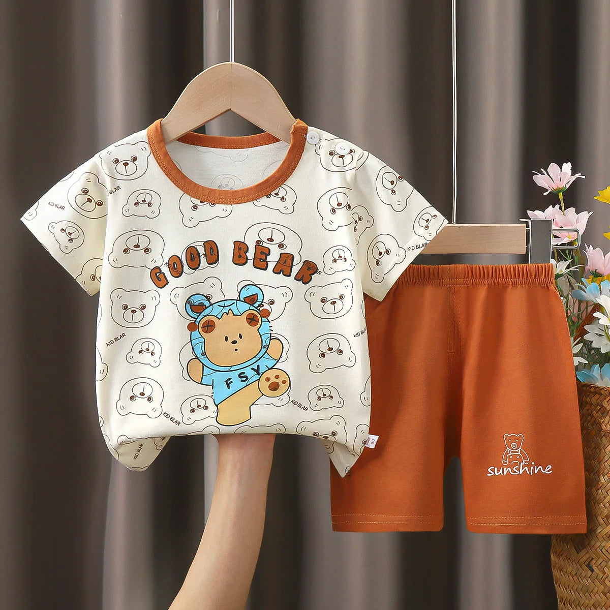 Children Clothing Suit Summer Cartoon Children's Sets Cotton T-Shirts Shorts Boys Girls Short Sleeve Kids Clothes