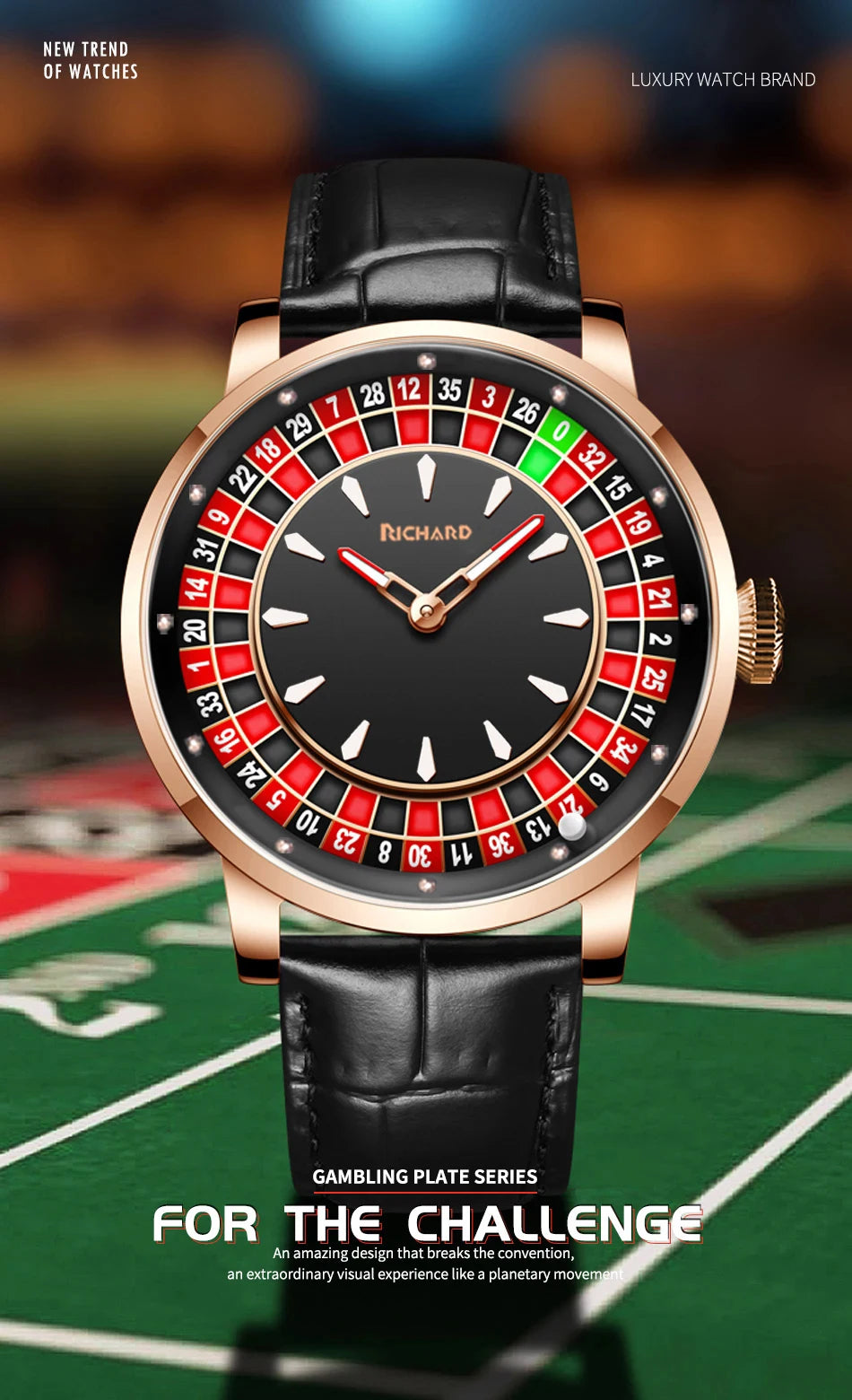 Richard Jacob & Co NH35 Betting Market Mens Mechanical Watches Sapphire Glass Watch Men Top Brands Luxury Wheel Turning  Watches