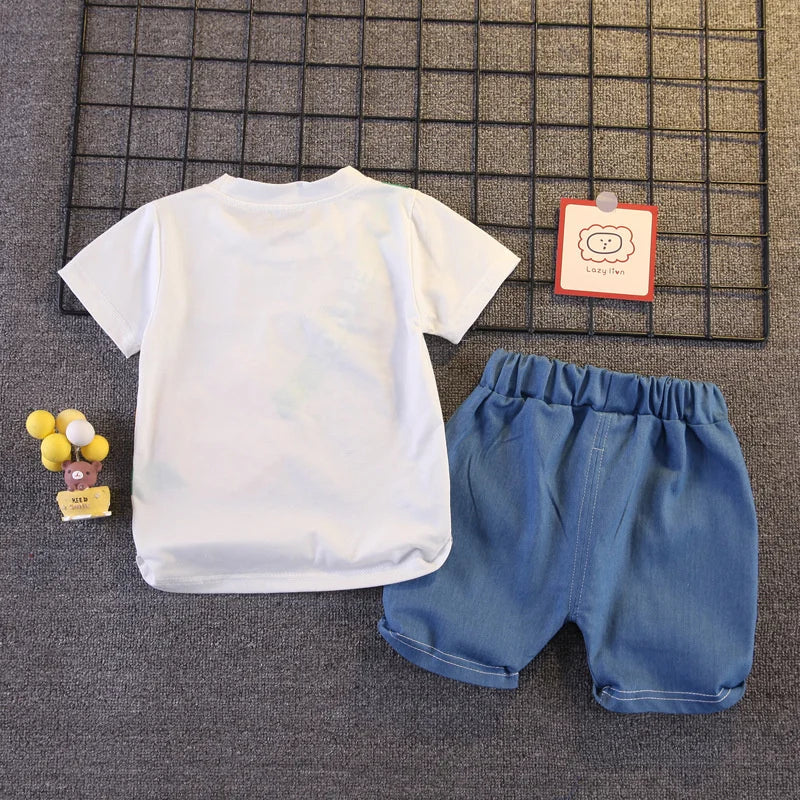 New Summer Casual Sets Kids Clothes Boys Short Sleeve T-Shirt Shorts 2Pcs Children Sportwear Suits Tracksuits Outfits 1-5 Years