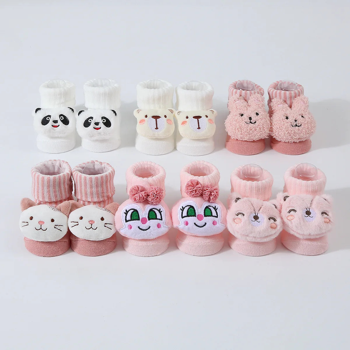 Cute Cartoon Doll Newborn Socks Spring New Baby Soft Solid Prewalker Knitted Sock For Girls Boys Infant Knitting Floor Socks