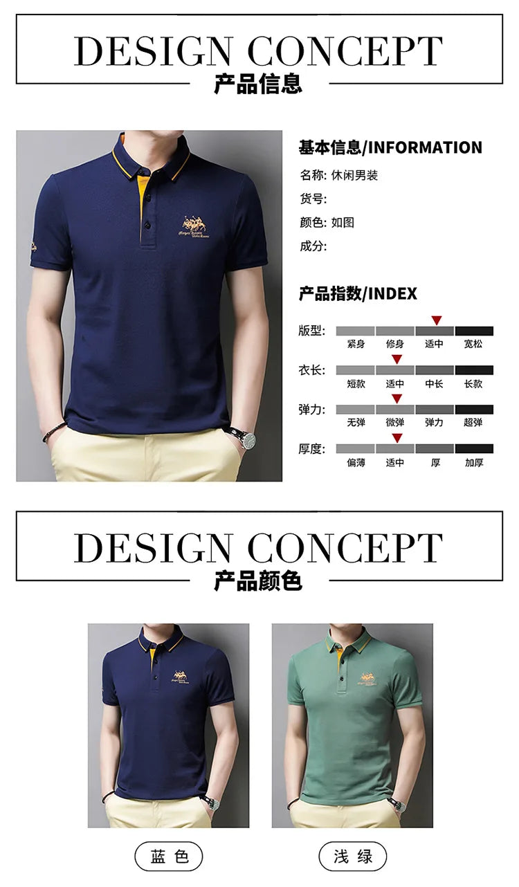 2024 Summer New Men's Embroidered Polo Collar 100% Cotton Short Sleeved Polo Shirt Fashion Solid Color Casual Top T-shirt M-4xl