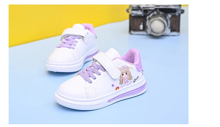 Children's Little White Shoes Girls' Sweet Cute Princess Shoes Spring and Autumn Casual Sneakers Waterproof Student Board Shoes