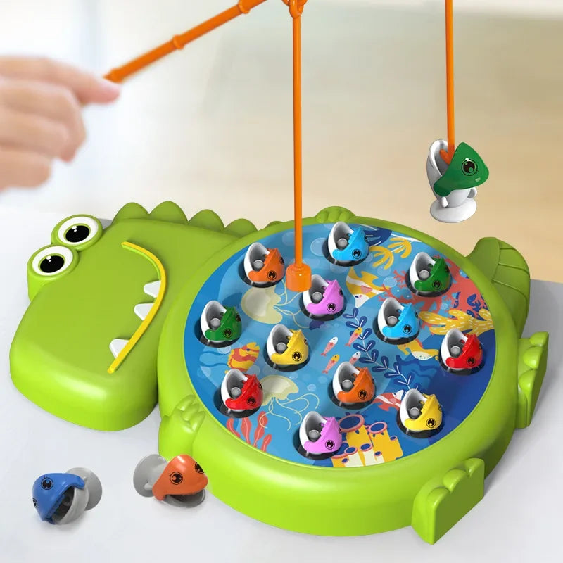 Dinosaur Simple Magnetic Fishing Toys Play Rod Game Toys for Children Baby Montessori with Rod Kids Educational Rotating Gift