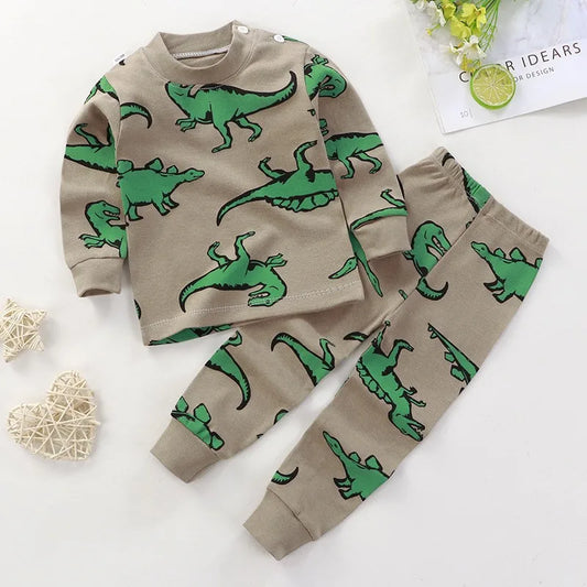 1-4Age Child Autumn Outfits Cartoon Tops Pants Long Sleeve Home Wear Suits New Toddler Pajamas Suits Boys And Girls Cute Outfits