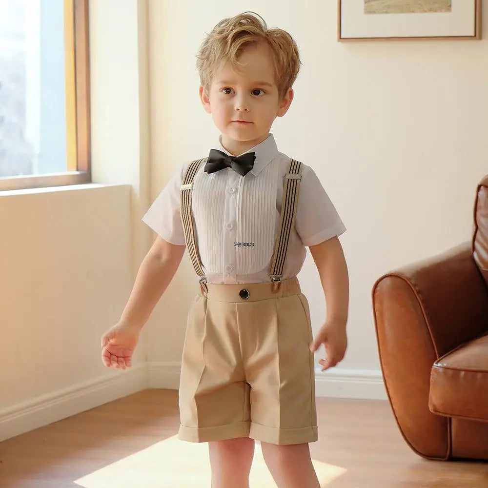 Boys Suit For Wedding Baby Kids Formal Ceremony Tuxedo Dress Children Birthday Photograph Set Evening Party Performance Costume