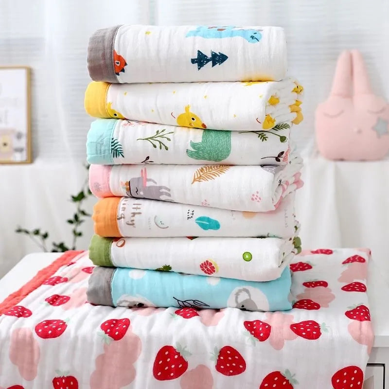 110x110cm Newborn Baby Cotton Blanket Summer Bedding Babies 6 Layers Throw Blanket Muslin Squares Receiving Blanket