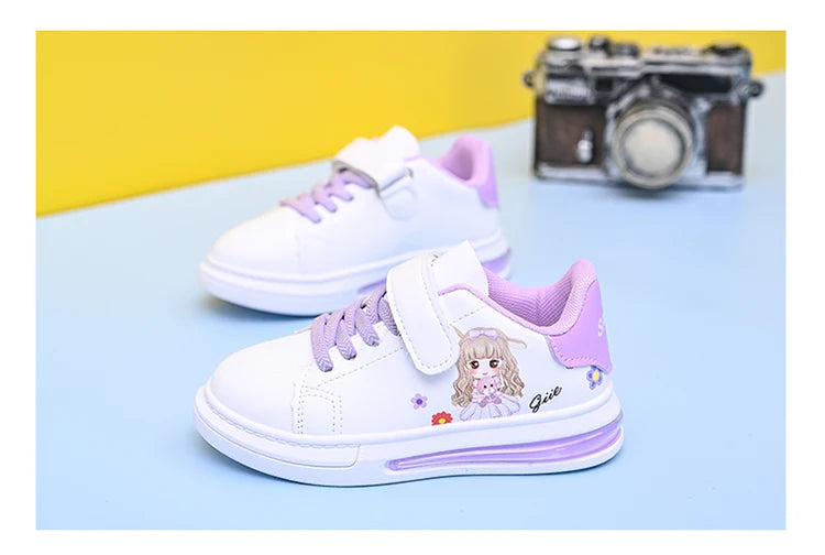 Children's Little White Shoes Girls' Sweet Cute Princess Shoes Spring and Autumn Casual Sneakers Waterproof Student Board Shoes