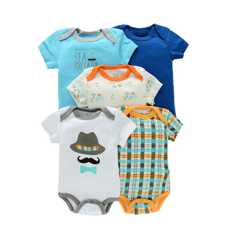 Ircomll 5PCS/lot Baby Boy Girl Clothes Newborn Infant Short Sleeve Cotton Bodysuits for Babies Baby Girl Set Baby Costume