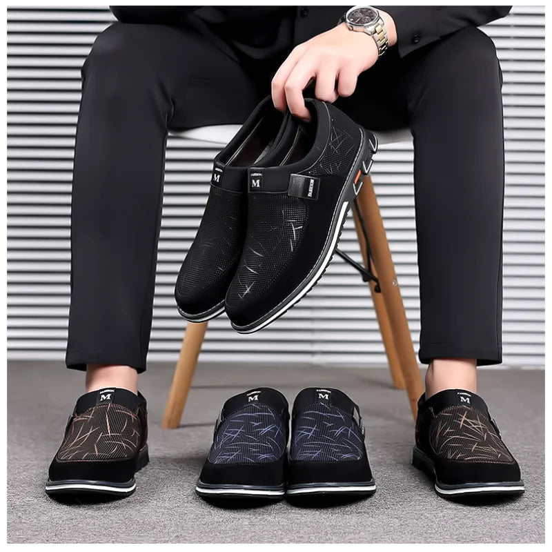 ARWEN & AJH GROUP Classic Casual Men's Leather Shoes Slip-On Loafers for Men Business Moccasins Office Men Work Flats Trend Driving Shoes Big Size