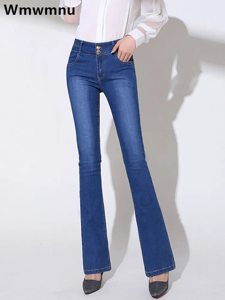 ARWEN & AJH GROUP مجموعه اروين Oversized Slim Flare Denim Pants Women Streetwear High Waist Pantalones Skinny Jeans Casual ARWEN & AJH GROUP مجموعه اروين Stretch Cowboy Trousers